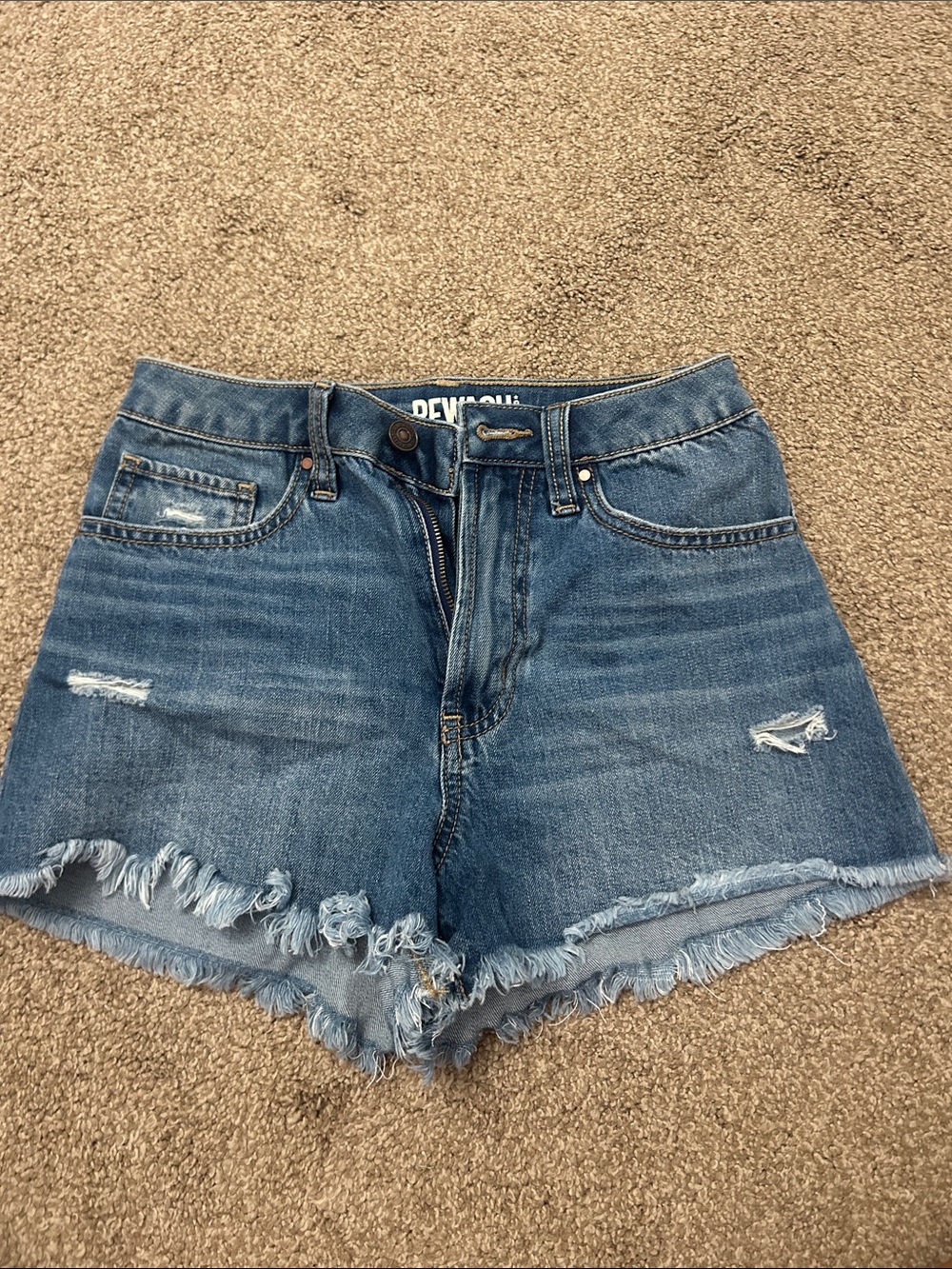 Rewash Denim High-Rise Distressed Women’s Shorts - Blue